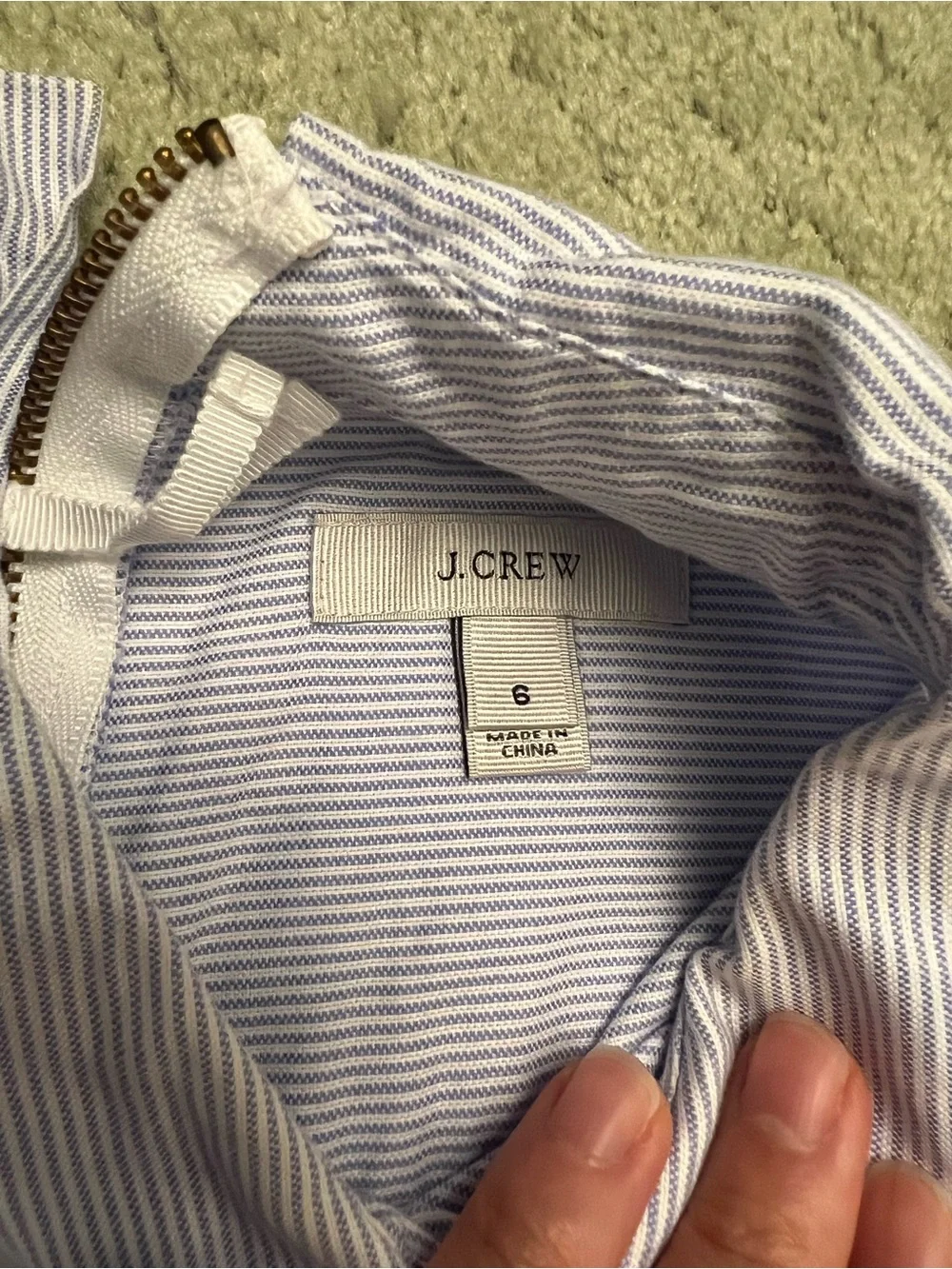 JCrew EUC Light Blue Pinstripe Short Sleeve Shirt Cotton Top